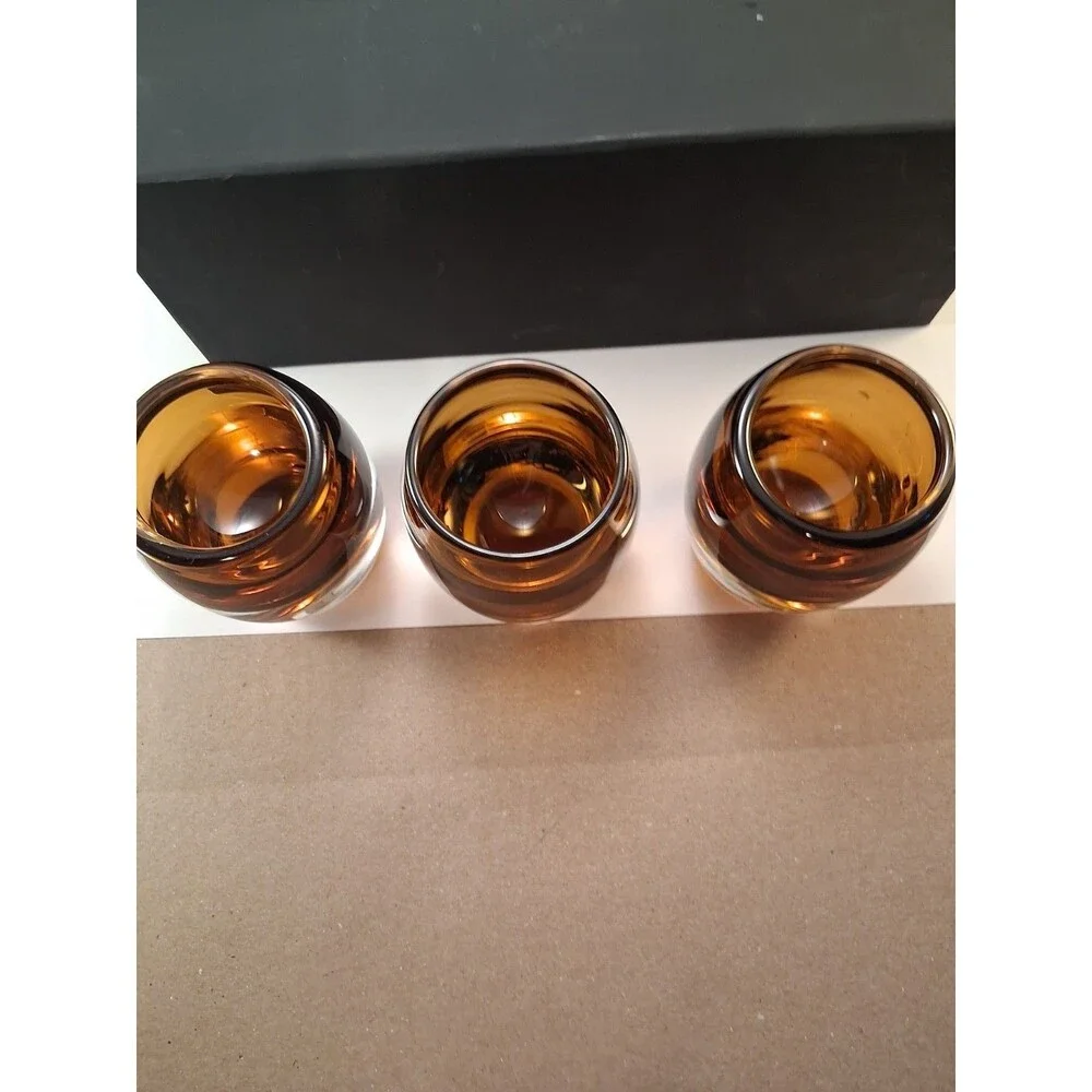 Crate & Barrel Topaz Amber Glass Diva Votive Candle Holder  3.25